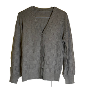 Button Down V-Neck Cardigan, Women’s S, Grey